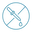 An icon depicting a pipette with a droplet, enclosed in a circle with a diagonal line crossing it, indicating "no droppers" or "no pipetting."