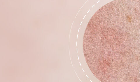 A soft, abstract background with gentle pink hues and a textured circular shape on one side, featuring dashed lines around it.