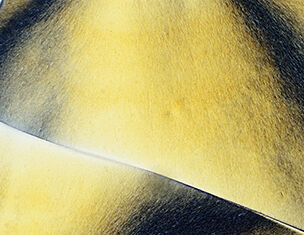 Abstract close-up of textured yellow and black surfaces, featuring smooth curves and subtle shading.