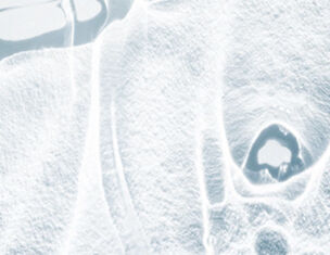 Abstracte afbeelding met een lichte, bijna doorschijnende textuur en organische vormen in een koele tint.
