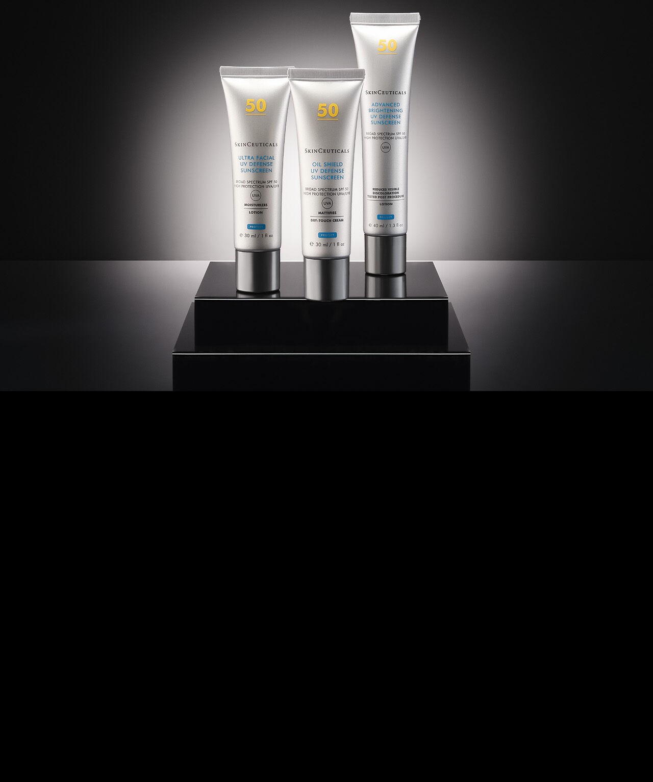 One jar of SkinCeuticals P-TIOX Cream on a sleek dark background with a clear serum droplet.